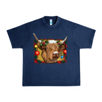 Navy highland cow christmas Urban Heavy Tee - RanaPortraitStore