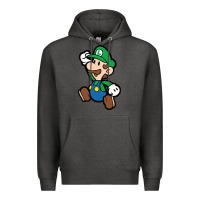 Charcoal Heather paper luigi Premium Hoodie - linhVisuals