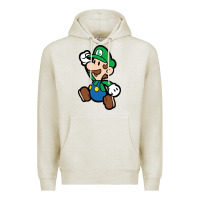 Oatmeal Heather paper luigi Premium Hoodie - linhVisuals
