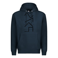 Navy vintage analog synthesizer techno waveform   synth nerd raglan basebal Premium Hoodie - linhVisuals