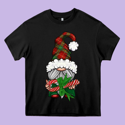 Christmas Gnome With Candy Heavy Core Tee Designed By Bundleandbundleshop