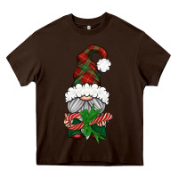 Chocolate Brown Christmas Gnome With Candy Heavy Core Tee - BundleAndBundleShop