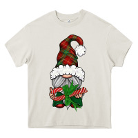 Cream Christmas Gnome With Candy Heavy Core Tee - BundleAndBundleShop