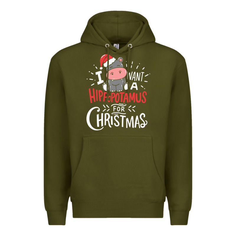 I Want Hippopotamus For Christmas Hippo Xmas Gift Premium Hoodie by linhVisuals | Teevron