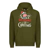 Army Green i want hippopotamus for christmas hippo xmas gift Premium Hoodie - linhVisuals