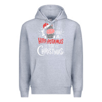 Heather Grey i want hippopotamus for christmas hippo xmas gift Premium Hoodie - linhVisuals