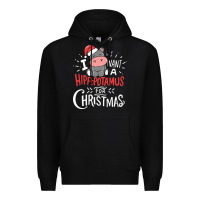 Black i want hippopotamus for christmas hippo xmas gift Premium Hoodie - linhVisuals
