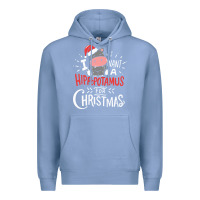Colony Blue i want hippopotamus for christmas hippo xmas gift Premium Hoodie - linhVisuals