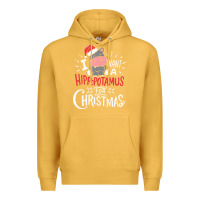 Mustard i want hippopotamus for christmas hippo xmas gift Premium Hoodie - linhVisuals