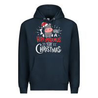 Navy i want hippopotamus for christmas hippo xmas gift Premium Hoodie - linhVisuals