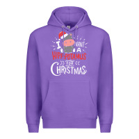 Purple i want hippopotamus for christmas hippo xmas gift Premium Hoodie - linhVisuals