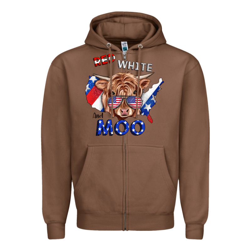 Red White And Moo Cow Zipper Hoodie by RanaPortraitStore | Teevron
