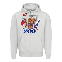 Dove Grey Red White And Moo Cow Zipper Hoodie - RanaPortraitStore