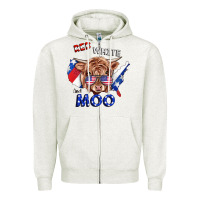 Oatmeal Heather Red White And Moo Cow Zipper Hoodie - RanaPortraitStore