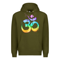 Army Green womens om symbol   psy trance goa yoga meditation buddhism buddhist v Premium Hoodie - linhVisuals