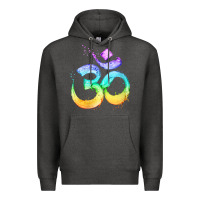 Charcoal Heather womens om symbol   psy trance goa yoga meditation buddhism buddhist v Premium Hoodie - linhVisuals