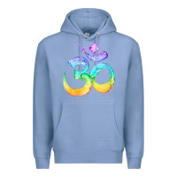 Colony Blue womens om symbol   psy trance goa yoga meditation buddhism buddhist v Premium Hoodie - linhVisuals