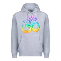 Heather Grey womens om symbol   psy trance goa yoga meditation buddhism buddhist v Premium Hoodie - linhVisuals