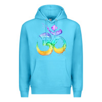Ocean Blue womens om symbol   psy trance goa yoga meditation buddhism buddhist v Premium Hoodie - linhVisuals