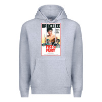 Heather Grey fist of fury by bruce Premium Hoodie - linhVisuals