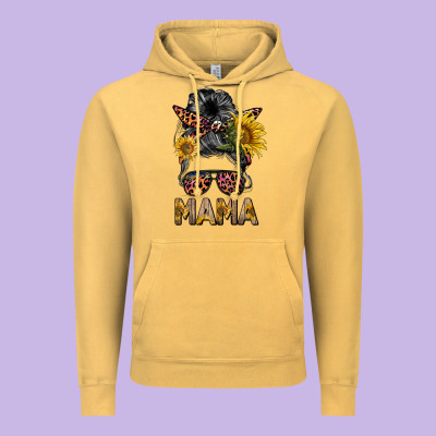Mess Bun Mama Sunflowers Vintage Hoodie Designed By Barkaloodesign