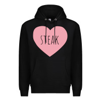 Black i heart steak Premium Hoodie - linhVisuals