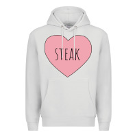 Dove Grey i heart steak Premium Hoodie - linhVisuals