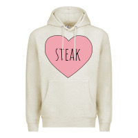 Oatmeal Heather i heart steak Premium Hoodie - linhVisuals
