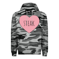 Slate Camo i heart steak Premium Hoodie - linhVisuals