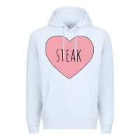 White i heart steak Premium Hoodie - linhVisuals