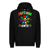 Black autistic auntie puzzle support family autism awareness sweatshirt Premium Hoodie - linhVisuals