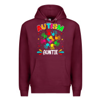 Burgundy autistic auntie puzzle support family autism awareness sweatshirt Premium Hoodie - linhVisuals