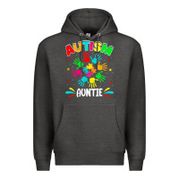 Charcoal Heather autistic auntie puzzle support family autism awareness sweatshirt Premium Hoodie - linhVisuals