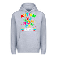 Heather Grey autistic auntie puzzle support family autism awareness sweatshirt Premium Hoodie - linhVisuals