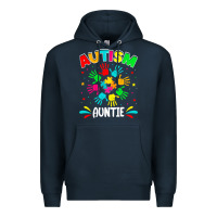 Navy autistic auntie puzzle support family autism awareness sweatshirt Premium Hoodie - linhVisuals