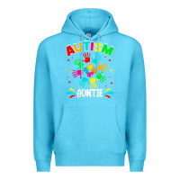 Ocean Blue autistic auntie puzzle support family autism awareness sweatshirt Premium Hoodie - linhVisuals