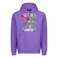 Purple autistic auntie puzzle support family autism awareness sweatshirt Premium Hoodie - linhVisuals
