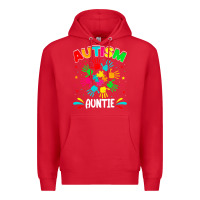 Red autistic auntie puzzle support family autism awareness sweatshirt Premium Hoodie - linhVisuals