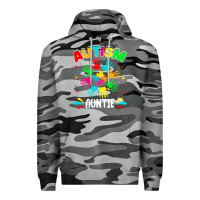 Slate Camo autistic auntie puzzle support family autism awareness sweatshirt Premium Hoodie - linhVisuals