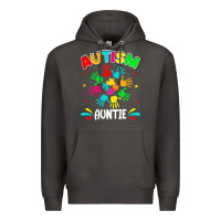 Smoke autistic auntie puzzle support family autism awareness sweatshirt Premium Hoodie - linhVisuals