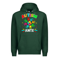 Sports Green autistic auntie puzzle support family autism awareness sweatshirt Premium Hoodie - linhVisuals