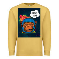 Antique Gold Forever Alone, Monkey, Space, Monkey At Space, Premium Sweatshirt - Bettercallsaul