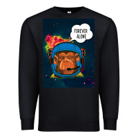 Black Forever Alone, Monkey, Space, Monkey At Space, Premium Sweatshirt - Bettercallsaul