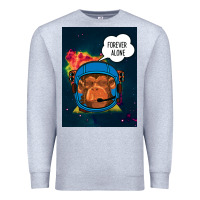 Heather Grey Forever Alone, Monkey, Space, Monkey At Space, Premium Sweatshirt - Bettercallsaul