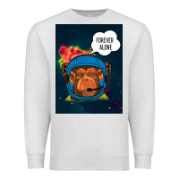 Oatmeal Heather Forever Alone, Monkey, Space, Monkey At Space, Premium Sweatshirt - Bettercallsaul