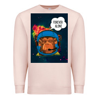 Pale Pink Forever Alone, Monkey, Space, Monkey At Space, Premium Sweatshirt - Bettercallsaul
