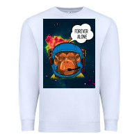 White Forever Alone, Monkey, Space, Monkey At Space, Premium Sweatshirt - Bettercallsaul