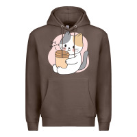 Coffee Cat Drinking Coffee Kitten Kawaii Japanese Kitty Premium Hoodie - linhVisuals