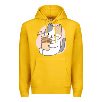 Lemon Cat Drinking Coffee Kitten Kawaii Japanese Kitty Premium Hoodie - linhVisuals