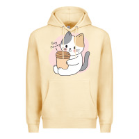Pina Colada Cat Drinking Coffee Kitten Kawaii Japanese Kitty Premium Hoodie - linhVisuals
